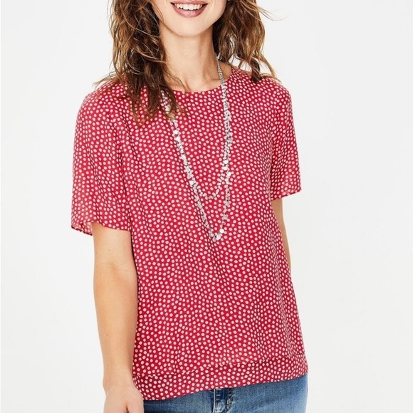 BODEN Nadia Short Sleeve Split Back Relaxed Fit Soft Basic Blouse Top - Picture 2 of 7